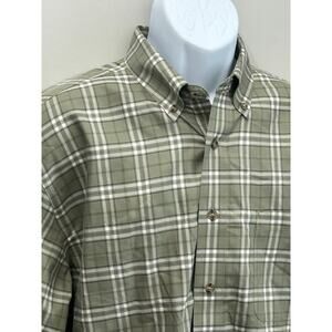 Cabelas Green Plaid Button Down Shirt Large Tall Wrinkle Free Performance